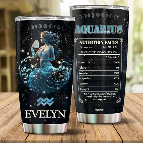 Miniatura 2 de Regalos personalizados de acuario para mujeres, constelación del zodiaco, astrología, aislado, 20 onzas, taza de café de acero inoxidable con tapa