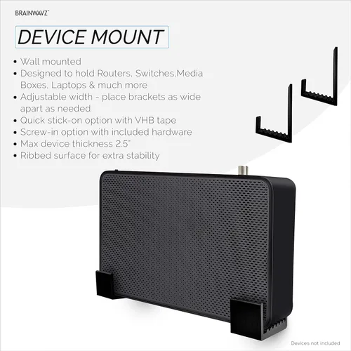 Miniatura 2 de Soporte de pared para caja de cables de 2.5 pulgadas, adhesivo y atornillado, para enrutadores, portátiles, módem, WiFi de malla, Apple TV