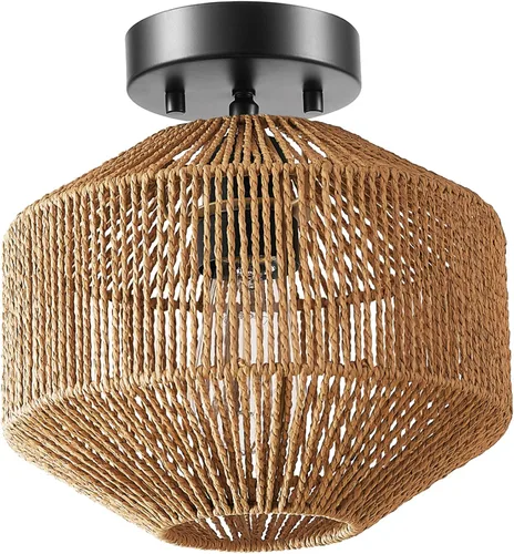 Miniatura 16 de Globe Electric 65894 Lámpara de techo empotrada de 1 luz, blanco mate, pantalla de cordel