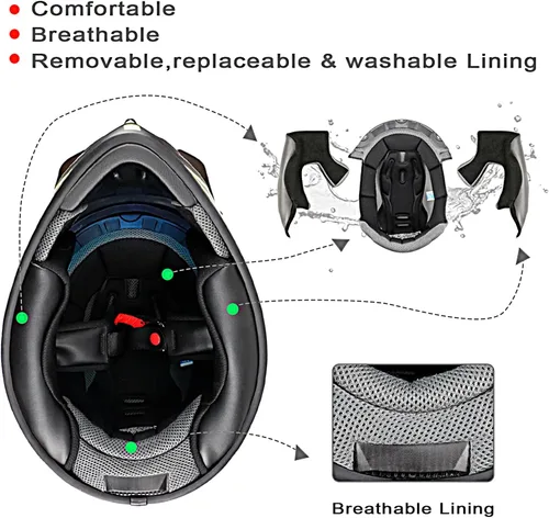 Miniatura 4 de Cascos de Dirt Bike ATV MX Motocross Cascos de Cuatro Ruedas para Adultos Cascos de Motocicleta Deportivos Duales Todoterreno para Hombres Mujeres