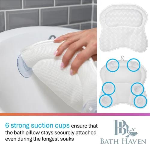 Miniatura 4 de Almohada de baño para bañera, spa o jacuzzi, almohada extra grande para tina, cuello, hombros y espalda, lavable a máquina y secado rápido, 6