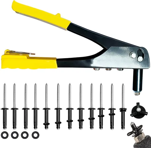 Kit de pistola de remache de kayak, 18 remaches impermeables de triple agarre con juego de remachadores manuales de una sola mano, herramienta de
