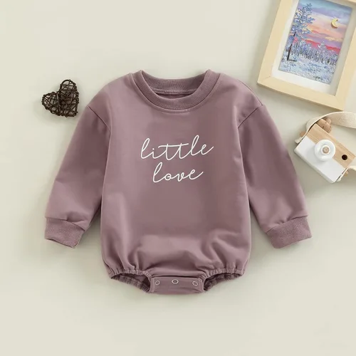 Miniatura 76 de SOLILOQUY Traje de manga larga con cuello redondo para el primer día de San Valentín para bebé niño y niña, mameluco de corazón de amor