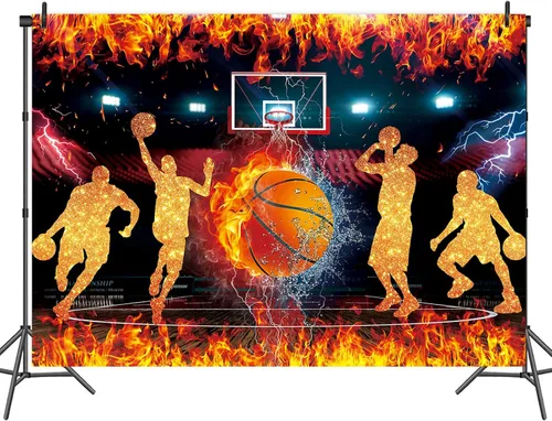 Miniatura 2 de Fondo temático de baloncesto para fotografía, 7 x 5 pies, Star Slam Dunk Baloncesto Deportes Fondo para niños Baloncesto Feliz Cumpleaños Decoración