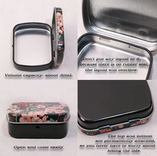 Miniatura 3 de Mini Skater Pequeña caja de almacenamiento portátil de metal, mini latas rectangulares con bisagras vacías con tapa, organizador para el hogar