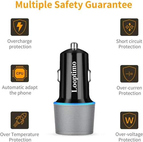 Miniatura 6 de Cargador de coche USB C rápido de 45 W para Google Pixel 10/10 Pro/10 Pro XL/9/9a/8/7, Galaxy S26/S25 Ultra, Looptimo Android Phone Plug PD y QC3.0