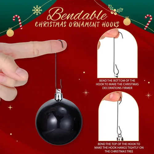 Miniatura 4 de Mixweer 240 ganchos de adorno de Navidad de 0.51 x 2.36 pulgadas en forma de C con caja de almacenamiento, ganchos de árbol de Navidad