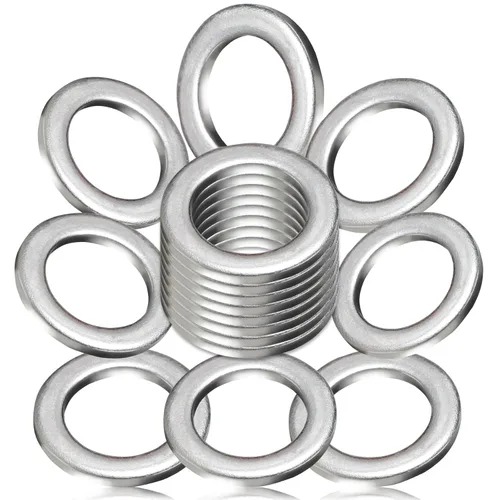 24 piezas de junta de tapón de drenaje de aceite - Arandela de trituración de aluminio M14 para tapón de drenaje de aceite - Sello premium reemplaza
