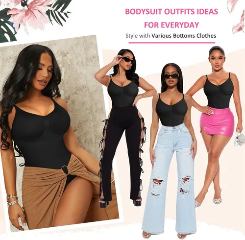 Miniatura 3 de BRABIC Body sin mangas con cuello en V para mujer con control de abdomen