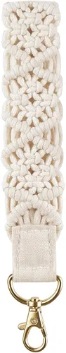 Mkono Llavero de macramé, bonito llavero de pulsera, cordón de muñeca tejido bohemio para llaves, llaveros para tarjetas de identificación de coche
