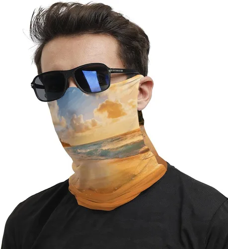 Miniatura 2 de Beach Face Scarf Cover Ear Loop Hole,Outdoors Face Mask for Women Men Sports Yoga Running Hiking Ski Snowboard,Cooling Neck Shield Scarf Cycling