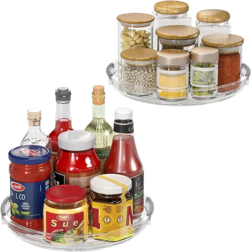 Paquete de 2 Organizadores Lazy Susan, Mesa Giratoria Lazy Susan de 9.25 pulgadas para Gabinete Superficie de Mesa Refrigerador, Organizador