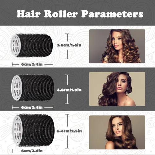 Miniatura 3 de Juego de rodillos de cabello 18 piezas, rodillos de cabello con pinzas y peine, rizadores de peluquería, estilos DIY, Sungenol 3 tamaños de rodillos