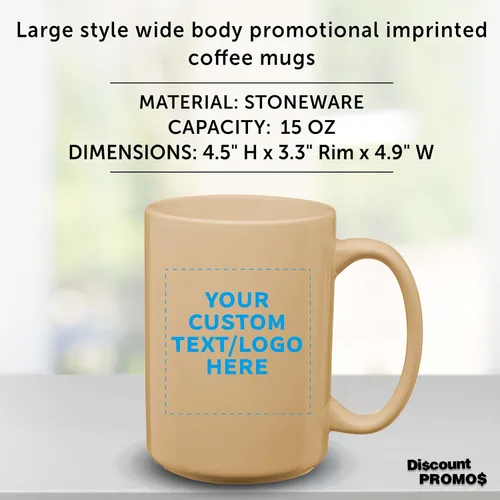 Miniatura 4 de DISCOUNT PROMOS Tazas de café de cerámica grandes personalizadas de 15 onzas, juego de 10/50/100, paquete personalizado a granel, perfecto