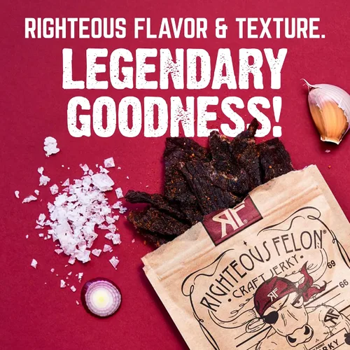 Miniatura 4 de Righteous Felon Paquete variado de cecina de res y palitos de carne – Cesta de regalo de cecina de res para el día del padre – Alta proteína, keto