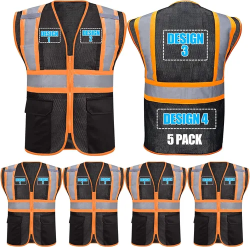 Miniatura 34 de Chalecos de seguridad con logotipo personalizado (S, M, L, XL, 2XL, 3XL, 4XL) Chalecos de seguridad reflectantes de alta visibilidad Clase 2