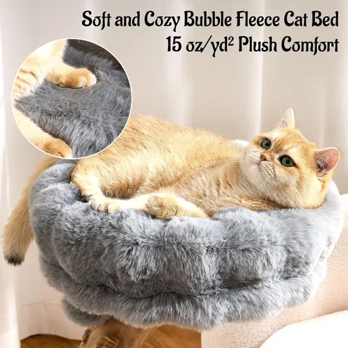 Miniatura 3 de Árbol para gatos de madera natural para gatos adultos de interior, torre de gatos moderna de 33 pulgadas con cama de felpa súper suave y percha
