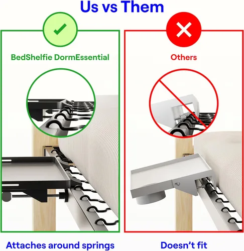 Miniatura 3 de BedShelfie - Estante de cabecera para dormitorio con litera y litera superior, elementos esenciales para dormitorio universitario, organizador
