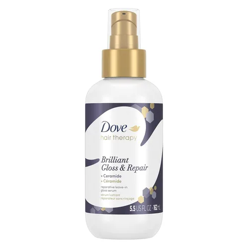 Dove Hair Therapy Tratamiento Capilar Sin Enjuague - Brillo Radiante y Reparación, 5.5 fl oz