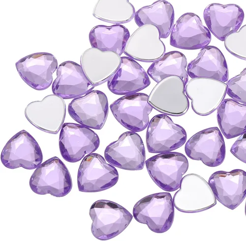 Miniatura 21 de MECCANIXITY 40 piezas de cuentas de acrílico con forma de corazón, 12 mm, con parte trasera plana, gemas de plástico para joyería, pegatinas