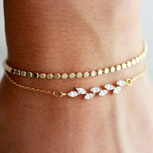 Miniatura 2 de MIDEEO - Pulseras chapadas en oro para mujer, juego de delgadas pulseras de cadena para combinar, de espiga, trenzada, de circonita cúbica