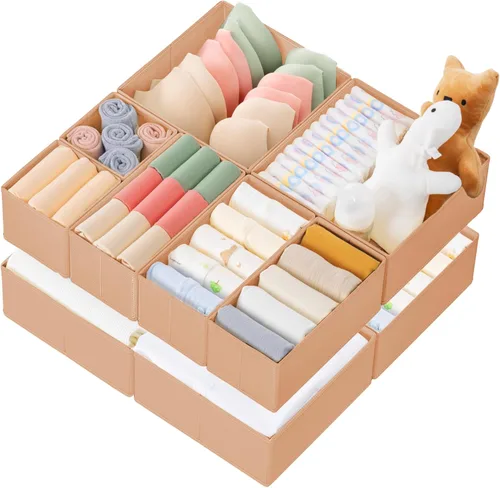 Miniatura 11 de Criusia Organizador de cajones de ropa, paquete de 21 organizadores de aparador para ropa de bebé, ropa interior, calcetines, organizadores Blanco