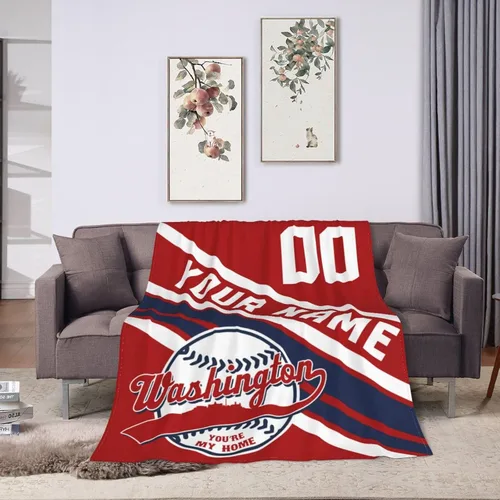 Miniatura 23 de Wream Manta personalizada para fanáticos de la cama, regalo de béisbol con nombre y número de ciudad de béisbol, manta de forro polar de invierno