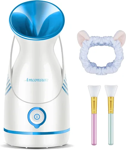 Miniatura 10 de Amconsure Vaporizador facial – vaporizador facial nano iónico, vaporizador de niebla cálida para sauna en el hogar, spa, humidificador para vapor