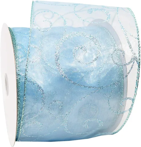 Miniatura 31 de Morex Ribbon Cintas transparentes con purpurina con espiral, cinta navideña para manualidades y decoraciones de Navidad, envoltura de regalos, 1.5