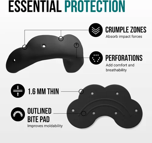 Miniatura 3 de SISU Go - Protector bucal, color negro carbón, protección dental frontal de perfil bajo para fútbol, baloncesto, waterpolo, monopatín, BMX, deportes