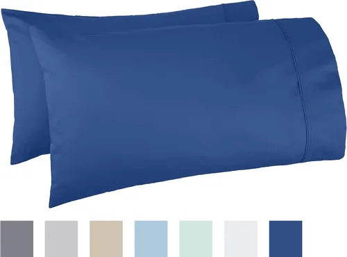 Miniatura 5 de Amazon Basics Juego de 2 fundas de almohada de 400 hilos, 100 % algodón, suaves, tejido satinado, resistentes a las arrugas, tamaño estándar, 20 x