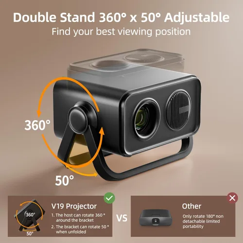 Miniatura 2 de BKZ Proyector portátil con enfoque eléctrico Keystone automático de 360° ajustable de 360° con soporte dual AI, enfoque eléctrico, con Bluetooth
