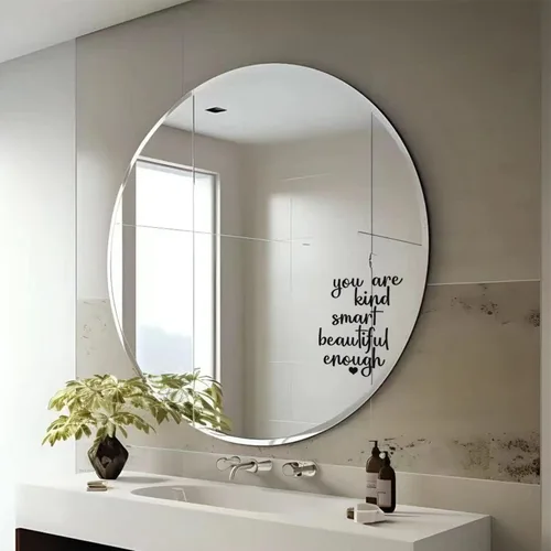 Miniatura 5 de Paquete de 2 calcomanías de espejo de afirmación positiva, calcomanías de pared motivacionales de vinilo para baño o dormitorio, citas alentadoras