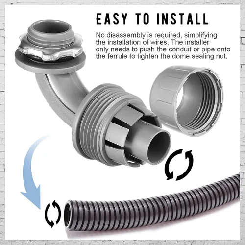 Miniatura 7 de Conector hermético para líquidos, conector de conducto eléctrico flexible no metálico, accesorios de conducto eléctrico de PVC de 90 grados
