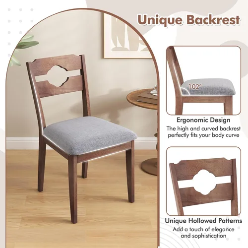 Miniatura 6 de GOFLAME Juego de 2 sillas de comedor tapizadas de tela con asiento acolchado, respaldo alto, marco de madera de goma, sillas laterales