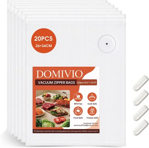 Miniatura 16 de Bolsas selladoras al vacío con doble cremallera, bolsas reutilizables sin BPA, bolsas de almacenamiento de alimentos para preparación de comidas