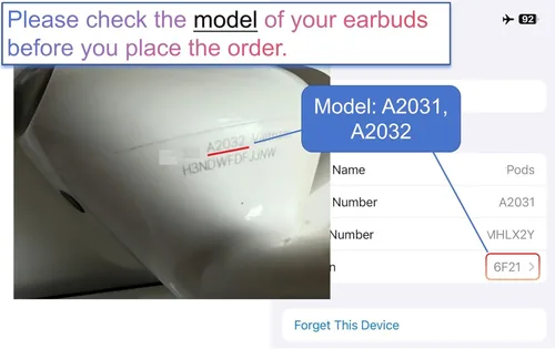 Miniatura 4 de Reemplazo de auriculares originales A2031 One Left para AirPod (2ª generación), solo lado izquierdo de la oreja, compatible con funda de carga