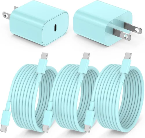Miniatura 25 de Susnwere Cargador de pared USB C de 65 W para Samsung S26 Ultra, 3 puertos de 100 W PD rápida 3.0 tipo C carga con cable USB C de 3/6/10/10 pies