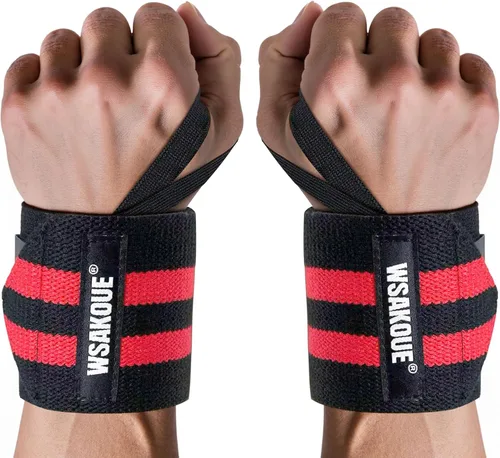 WSAKOUE Muñequeras de levantamiento de pesas, soporte profesional de muñeca de 18 pulgadas con lazo de pulgar de alta resistencia para levantamiento