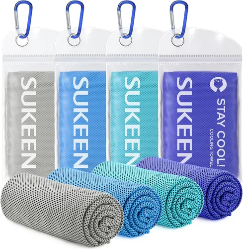 Miniatura 20 de Sukeen [4 unidades de toallas de refrigeración (40 x 12 pulgadas)], toalla de hielo, toalla de microfibra suave transpirable para yoga