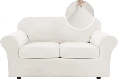 Miniatura 131 de H.VERSAILTEX - Funda elástica para sofá de 3 piezas, de suave terciopelo afelpado, para sofá biplaza con 2 cojines de hasta 72 pulgadas de ancho, se