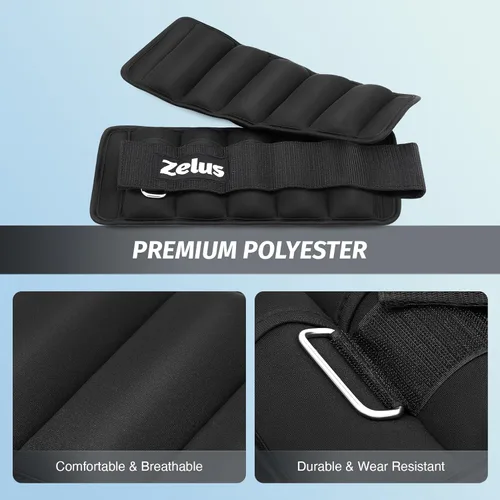 Miniatura 4 de ZELUS - 1 par de pesas de tobillo ajustables, correas de peso para piernas modularizadas de 2, 4, 6, 8, 10 libras para mujeres y hombres, juego