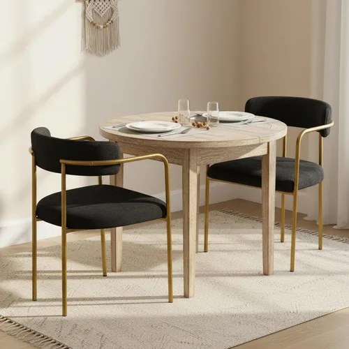 Miniatura 4 de Boucle - Juego de 4 sillas de comedor con brazos, modernas sillas de comedor tapizadas de mediados de siglo para cocina y comedor, respaldo curvo