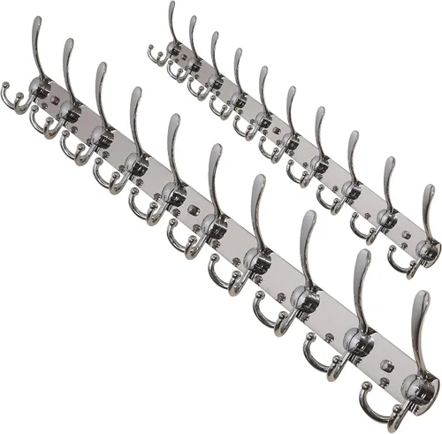 Miniatura 12 de Dseap - Perchero para pared, 5 ganchos triples, resistente, acero inoxidable, riel de gancho de metal para abrigos, sombreros, toallas, bolsos