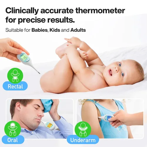 Miniatura 5 de Boncare Termómetro corporal basal de 9 segundos para ovulación, termómetro oral para adultos y niños, termómetro rectal preciso, con alarma
