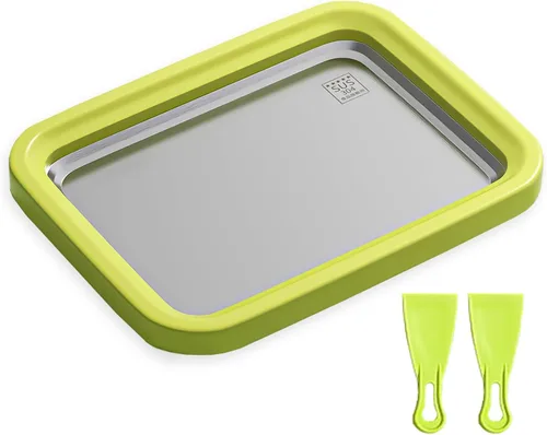 Máquina para hacer helados enrollados, para padres e hijos, hecha en casa de yogur congelado instantáneo, con 2 espátulas, sin enchufe, acero Verde