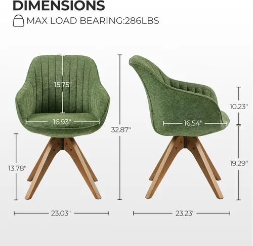Miniatura 2 de Zouron Silla de Acento Moderna de Mediados de Siglo con Patas de Madera, Silla de Escritorio Giratoria Sin Ruedas, Sillón Lateral Tapizado Silla