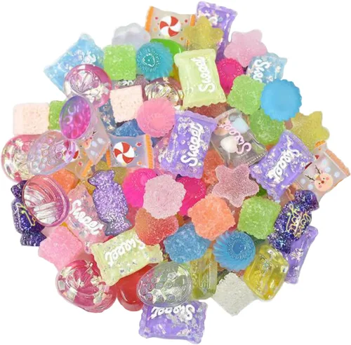 Miniatura 5 de Juego de 50 dijes de slime de resina para hacer manualidades de Pascua, cuentas de resina con parte trasera plana, suministros para manualidades