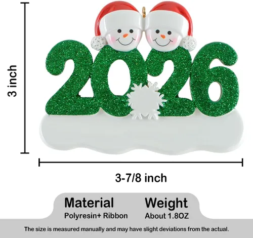 Miniatura 6 de Adorno de Navidad familiar personalizado 2025 – Adorno de árbol de Navidad de pareja de muñeco de nieve – Adornos colgantes decorativos – Regalos