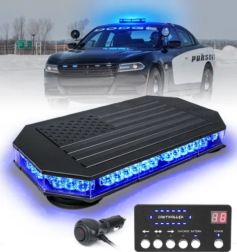 Miniatura 11 de LUMENIX - Barra de luces estroboscópicas LED de 42 luces ámbar para techo, montaje magnético, luz de advertencia de emergencia, tráfico intermitente